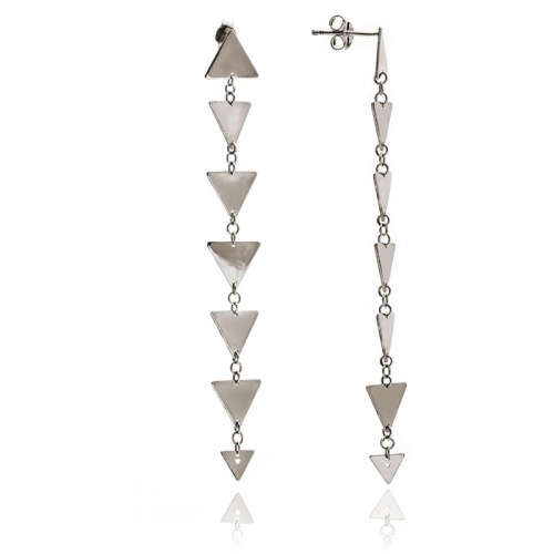 Dazzling Sterling Silver Triangle Solid Charm Dangle Earrings